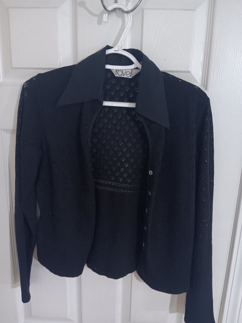 ravel Black Eyelet Knit Blazer Jacket Cardigan